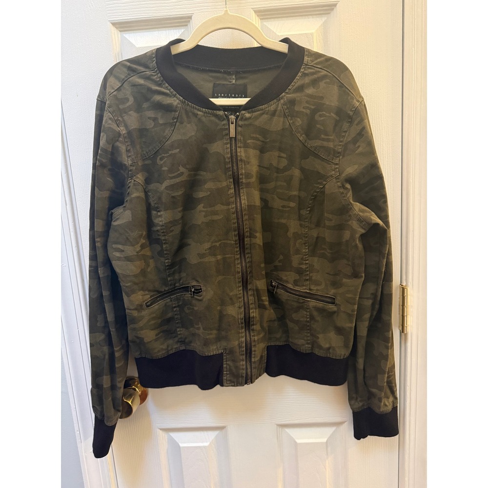 Sanctuary Camo Bomber Jacket Women XL Utility Military Army Green Moto Y2K